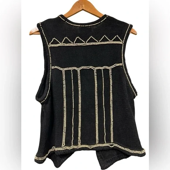 Vintage Lisa Ashley Beaded Vest black & gold Large Cottagecore Grandmacore Women - Picture 8 of 8